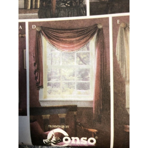 Simplicity Curtain Drapes Can Tops Panels Swag Sewing Pattern UNCUT Draped Swags - Picture 5 of 8